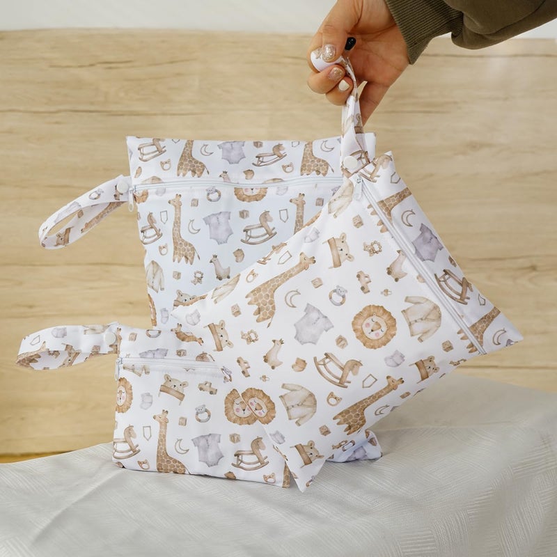 Happy Flute 3 Set Wet Bag Storage Bag Zipper Waterproof Washable Travel Bags, Beach, Pool, Gym Bag for Cloth Diaper, Swimsuits & Wet Clothes(EF545) - Image 3